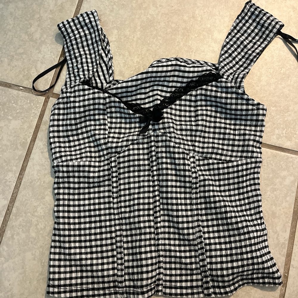 Black and White Checkered Women's Top
